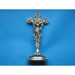 Krzyż metalowy stojący z mosiądzu 32 cm.Wersja LUX